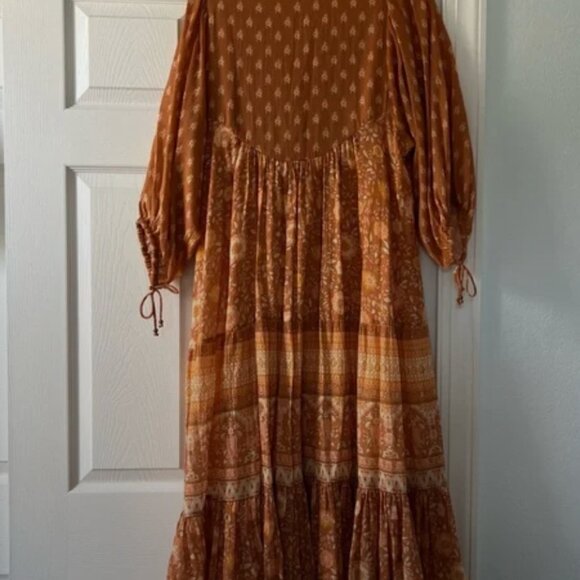 Spell Utopia Short Sleeve Midi Dress Cinnamon L - Picture 9 of 10